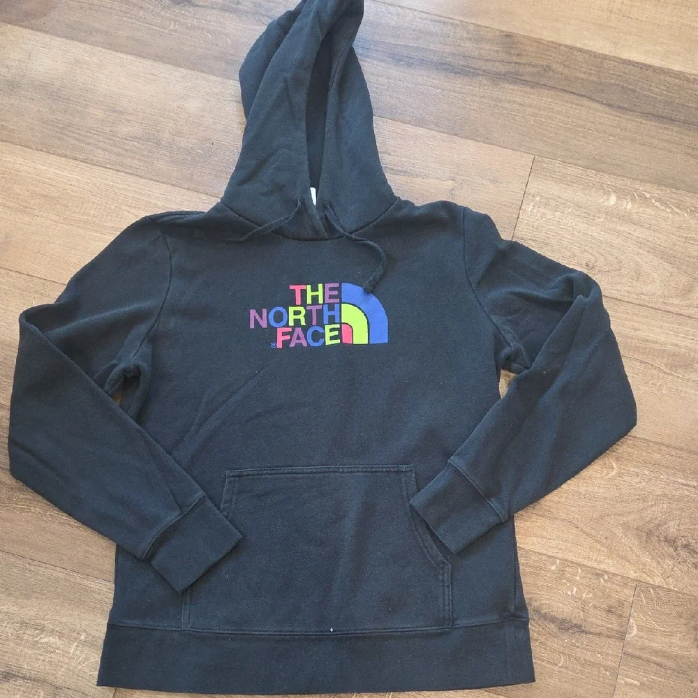 The North Face Black Hoodie with Multicolor Logo - Picture 1 of 5